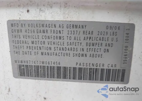 2007 Volkswagen Gti 4-Door из США, поврежденный, VIN WVWHV71K77W067456